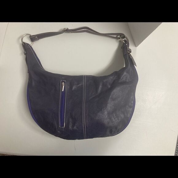 BORSE IN PELLE,Purple/BlueLeather Purse,OrangeSuedeInterior,15X3X8.5,Brand Stamp - Picture 5 of 16